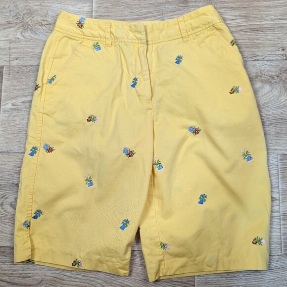 Vintage Chadwick's Yellow Floral Embroidered Shorts S - Picture 1 of 6